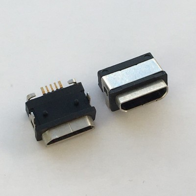 防水MICRO USB 5P母座两脚插板 L=6.35mm