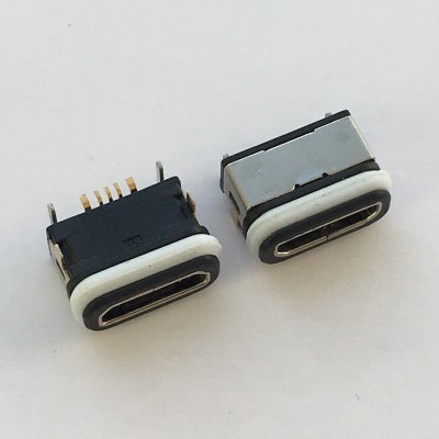 防水MICRO USB 5P母座四脚插板 L=6.35mm