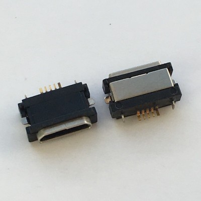 防水MICRO USB 5P母座 沉板0.8mm全贴SMT